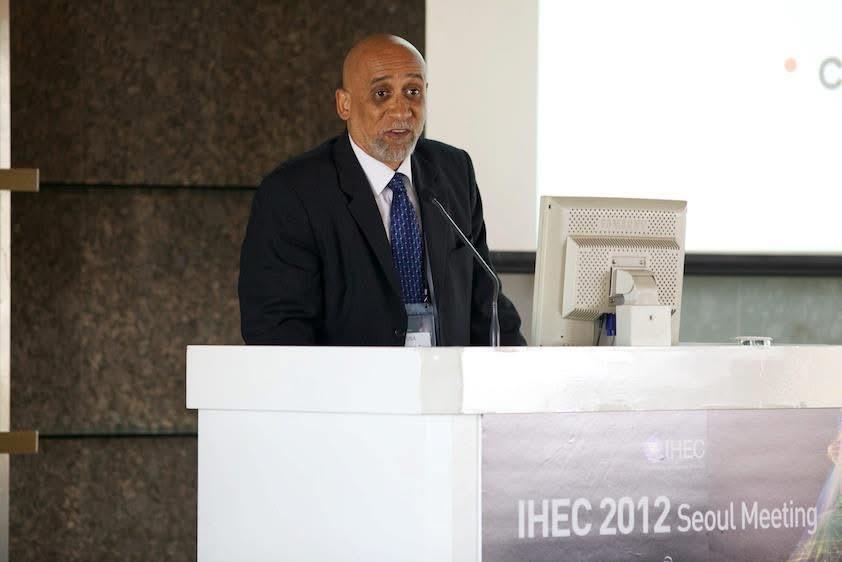 Dr. Frederick Tyson speaking at the IHEC 2012 Seoul Meeting